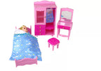 Lėlių baldų ir aksesuarų rinkinys LELIA Dream Princess Room, su lėle ir drabužiais, 10–14 colių lėlėms