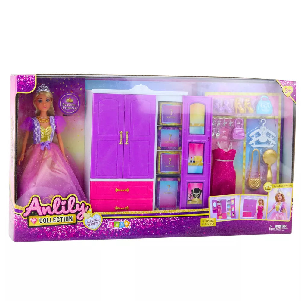 Lėlių drabužių spinta su lėle Anlily The Magic Wardrobe, 34 × 61 × 9 cm