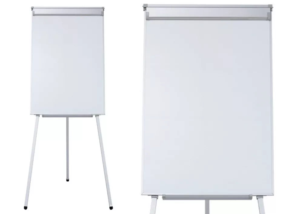 Lentos stovas bloknotui, 110 cm aukščio, su spaustuku ir lentynėle markeriams, sidabro spalvos