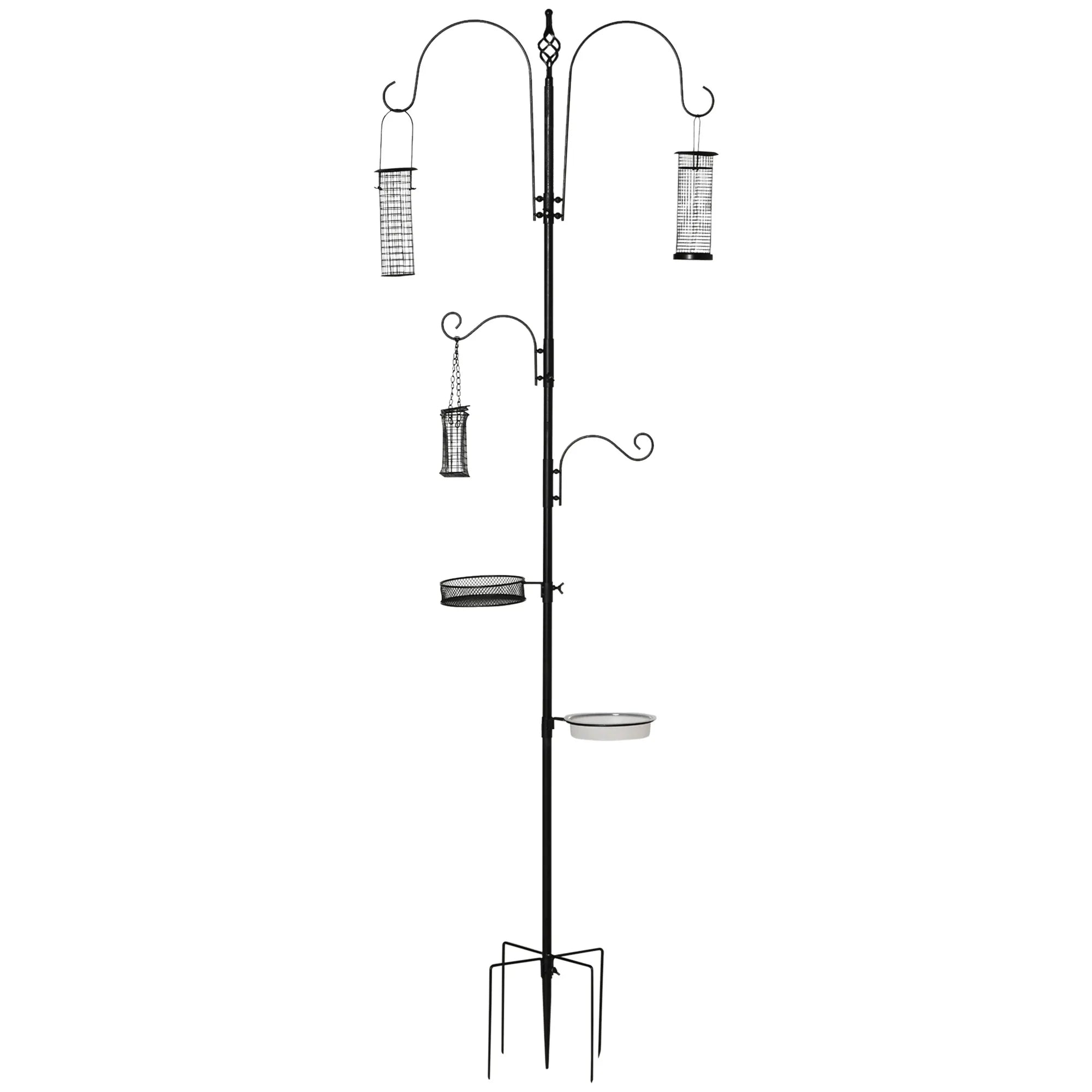 Lesyklos stotelė vidaXL, 208 cm, su 4 kabliukais, juoda