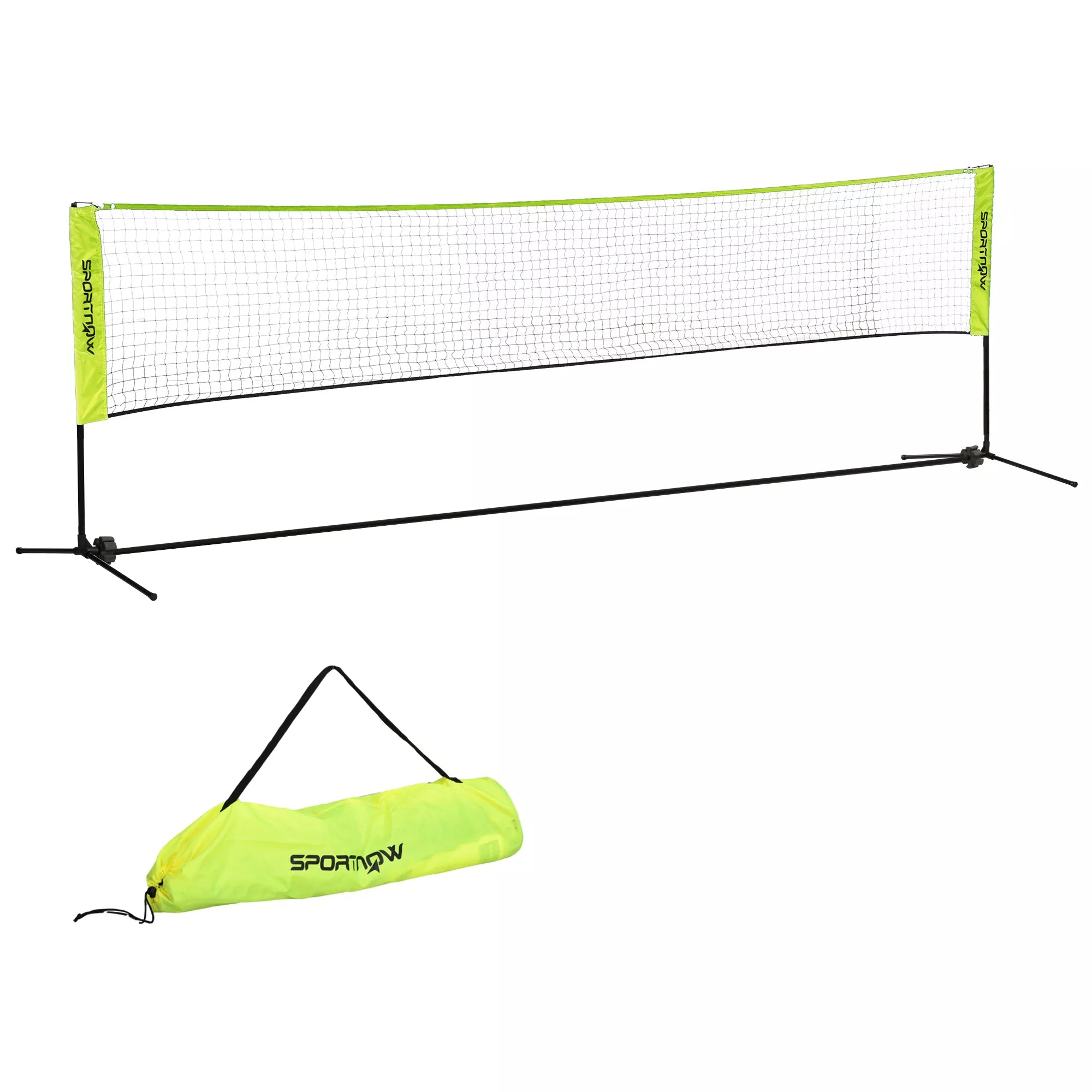Badminton tinklas reguliuojamu aukščiu 107-155 cm, geltonas