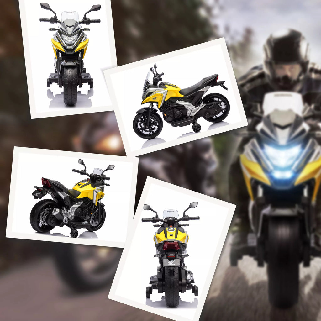 Vaikiškas elektrinis motociklas Honda, 3-6 metų vaikams, geltonas 3 km/h