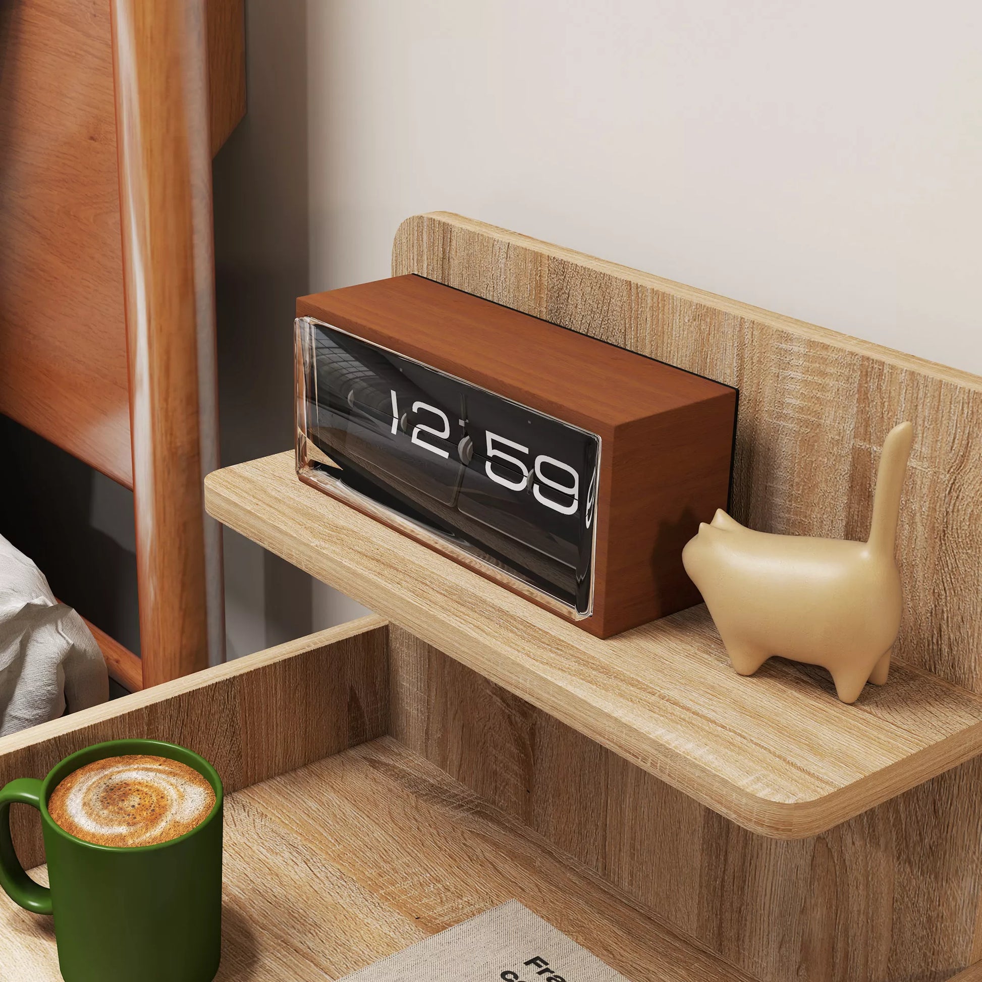 Pagalbinis staliukas, naktinis staliukas su laikymo vieta, MDP plokštė, saugus nuo apvirtimo, modernus, natūralaus medžio