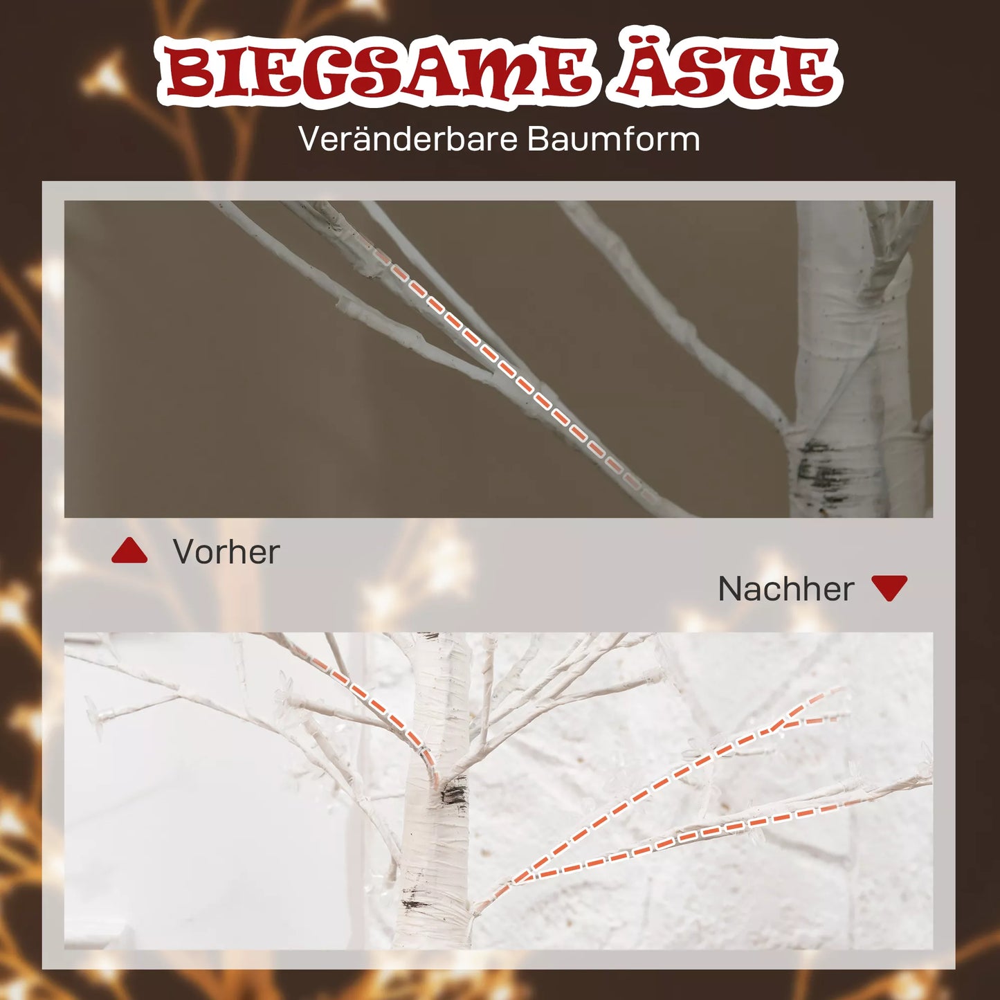 Dirbtinis vyšnių žiedų medis, su 120 LED, 3 ryškumo lygiai, šiltai baltas, su realistiška žieve, 21 x 21 x 150 cm