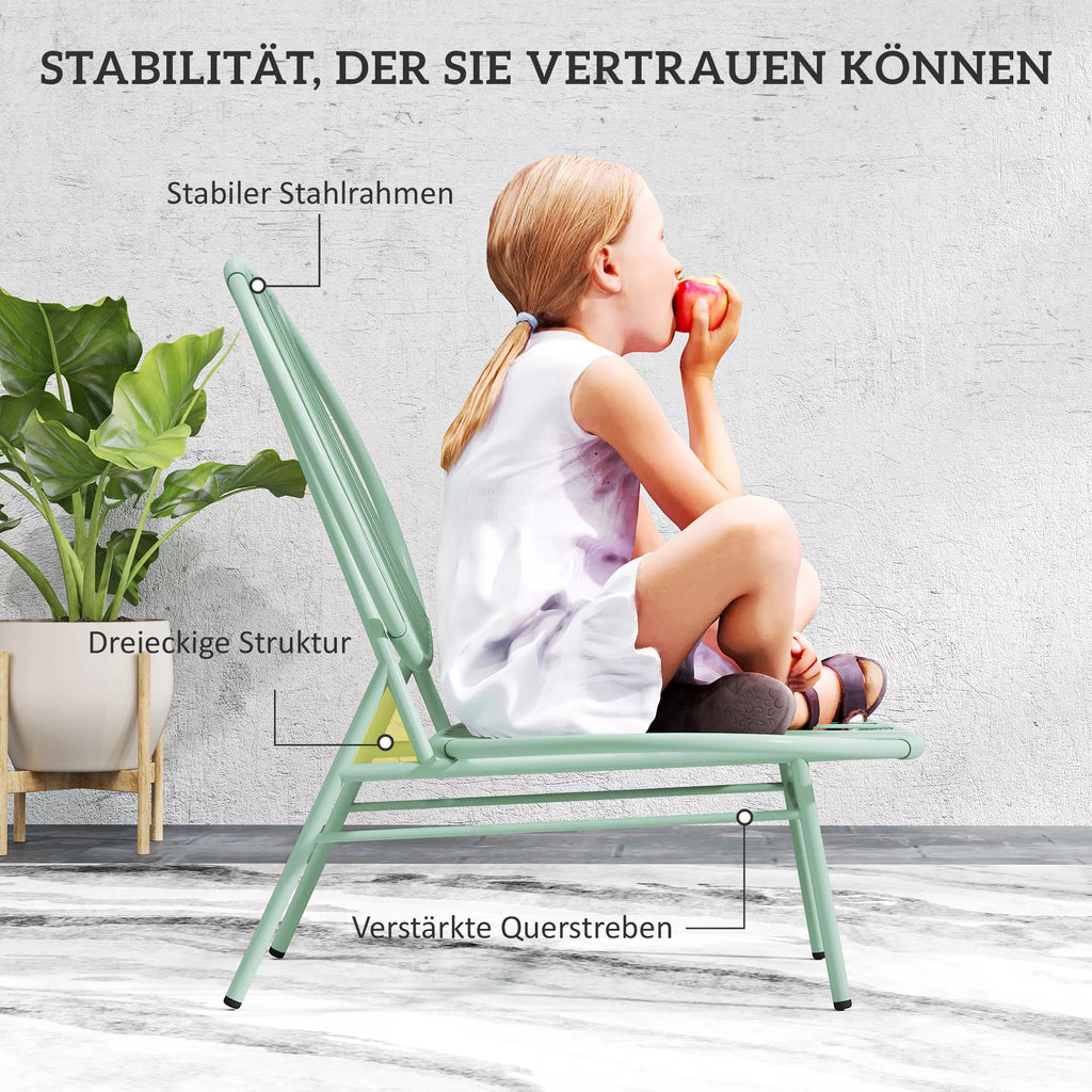 Bistro komplektas su 2 kėdėmis, žalias