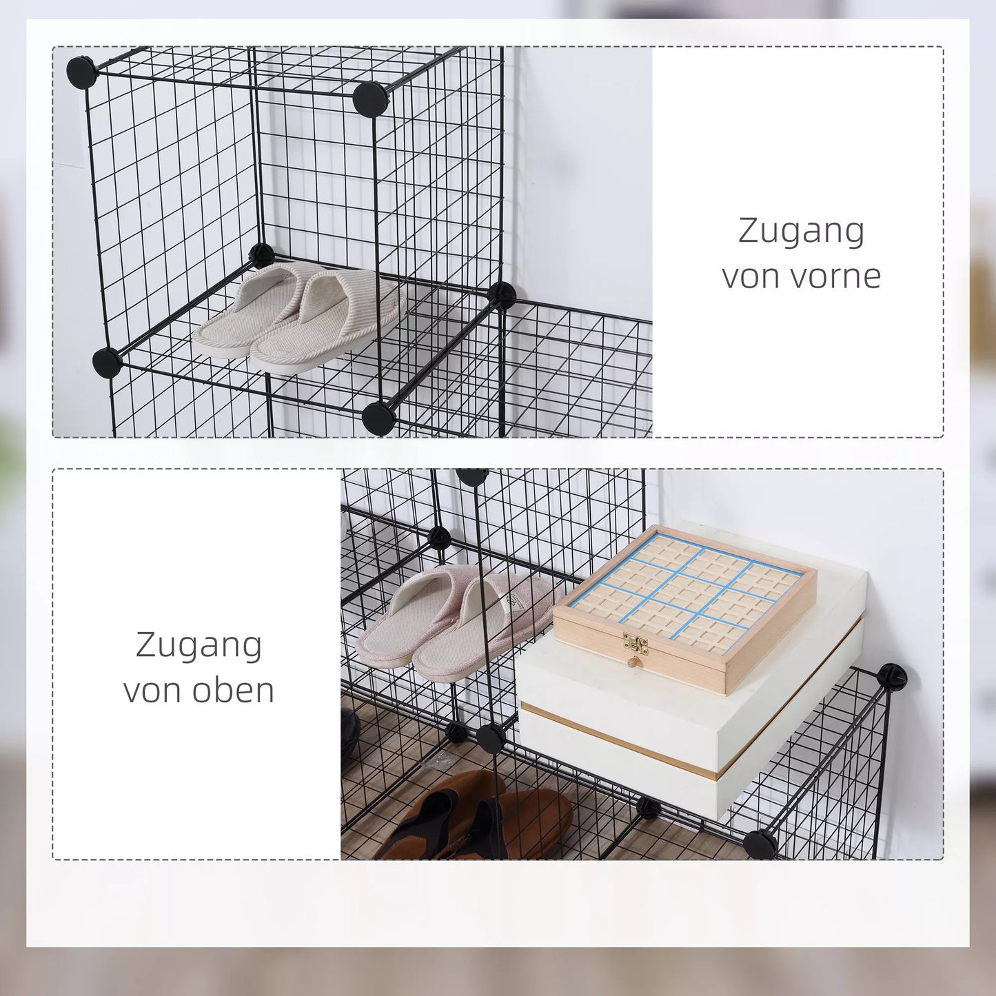 Metalinė kubelių lentyna, pritaikoma kubelių spintelė drabužiams, knygoms, žaislams, lanksti, 109 ilgio x 37 pločio x 109 aukščio cm, juoda