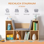 2-in-1 vaikų lentynos lentynos + suoliukas su pagalvėlėmis 103 cm × 30 cm × 62 cm Balta + Pilka