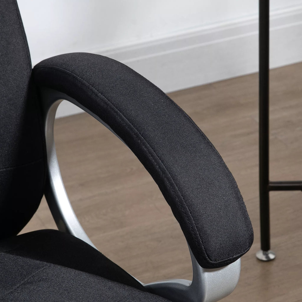 Biuro kėdė Darbo kėdė Rašomojo stalo kėdė Sukiojama kėdė 360° Ergonomiška Sūpynės funkcija Reguliuojamas aukštis Juoda Linas 64 x 75 x 111-121 cm