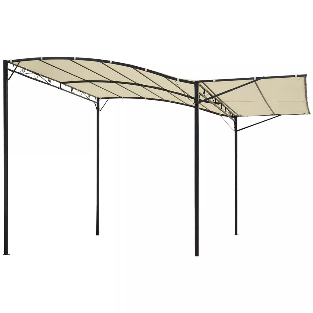 Paviljonas su atlenkiamu stogo prailginimu, atsparus atmosferos poveikiui, 3 x 2,5 m, kreminės baltos spalvos