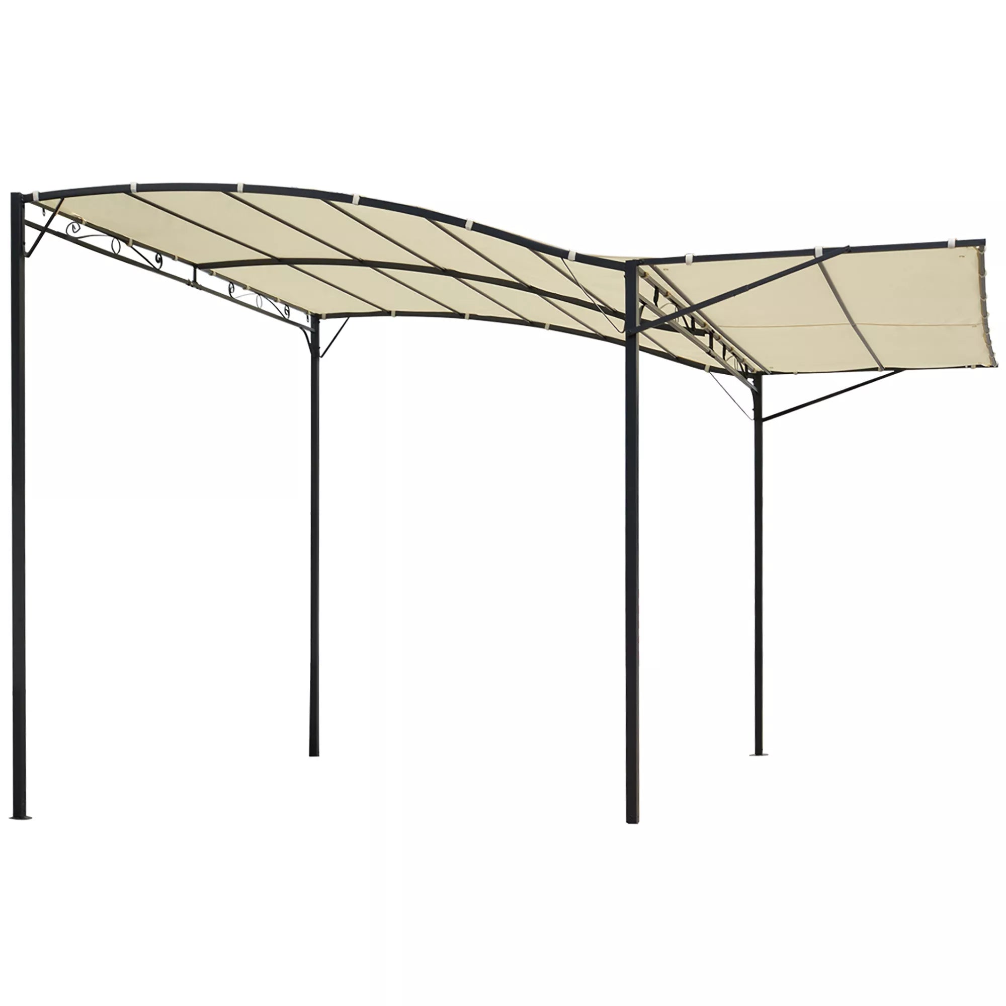 Paviljonas su atlenkiamu stogo prailginimu, atsparus atmosferos poveikiui, 3 x 2,5 m, kreminės baltos spalvos
