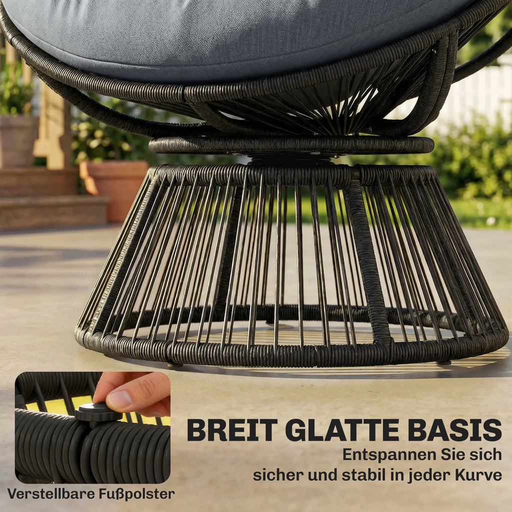 Lounge, krėslas 360° besisukantis, su pagalve, iki 120 kg, pilkas