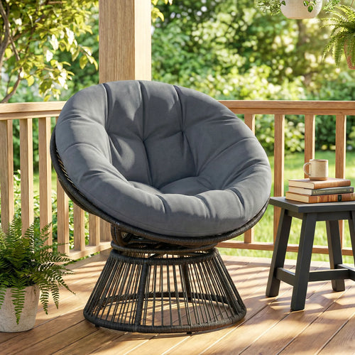 Lounge, krėslas 360° besisukantis, su pagalve, iki 120 kg, pilkas