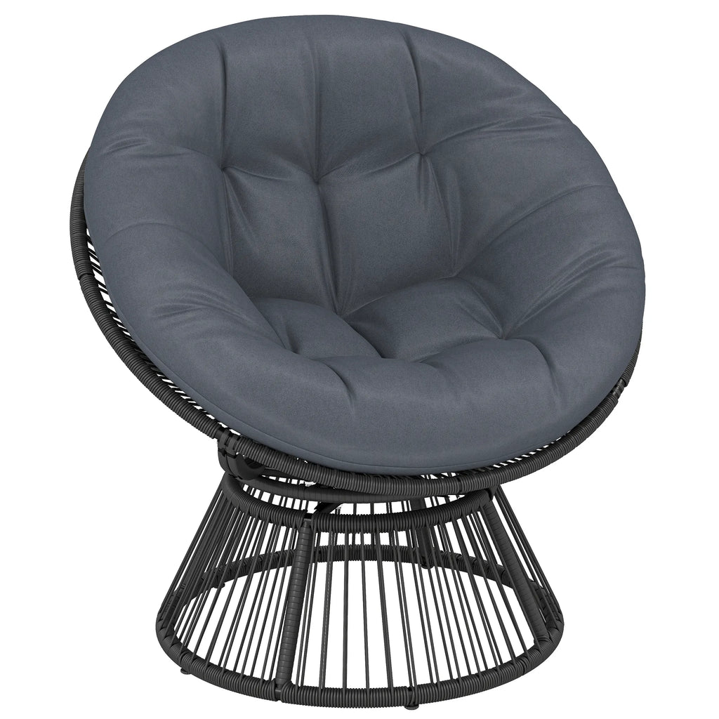 Lounge, krėslas 360° besisukantis, su pagalve, iki 120 kg, pilkas