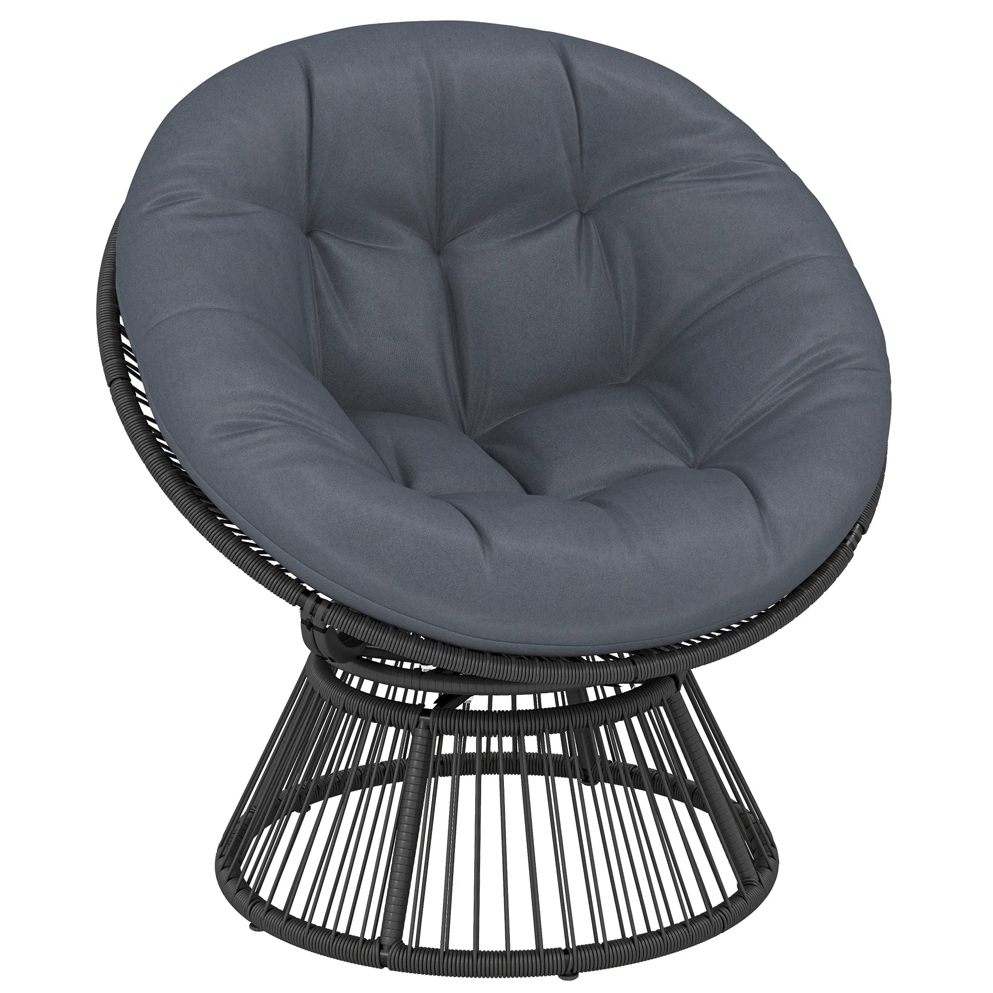 Lounge, krėslas 360° besisukantis, su pagalve, iki 120 kg, pilkas