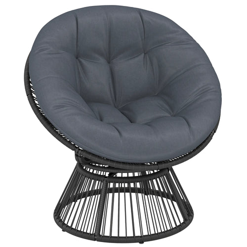 Lounge, krėslas 360° besisukantis, su pagalve, iki 120 kg, pilkas