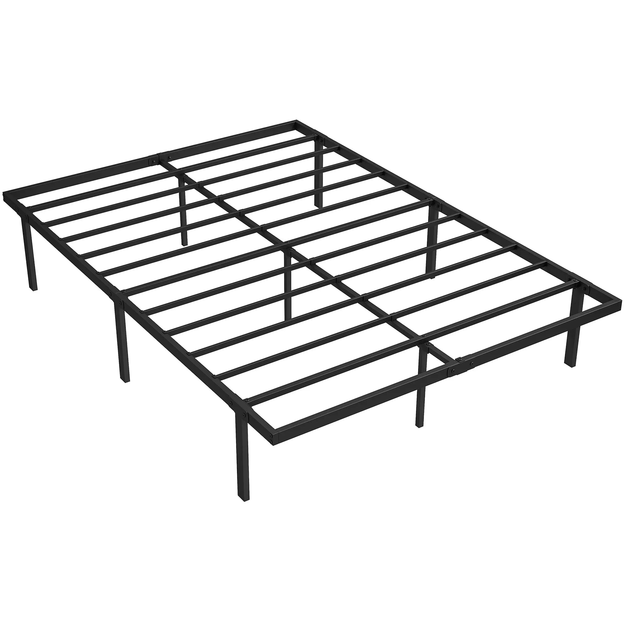 Lova 140 x 200 cm su metaliniu karkasu ir vieta daiktams, juoda