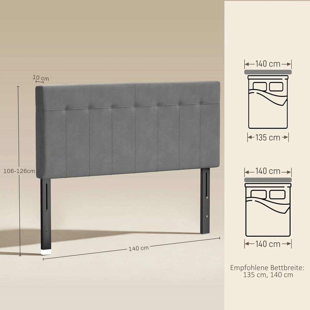 Lovos galvūgalis reguliuojamo aukščio 140 cm pilkas