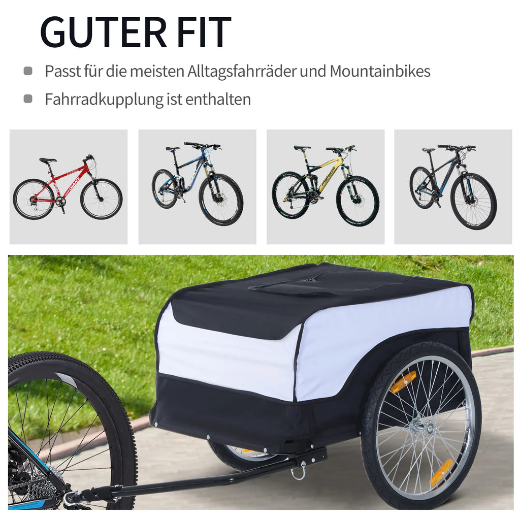 Dviračių priekabos Krovinių priekabos Maksimali apkrova 40 kg Transporto priekabos Rankinės vežimėliai Krovinių dviračių priekabos Balta+Juoda Plienas Oxford 140 x 77 x 65 cm