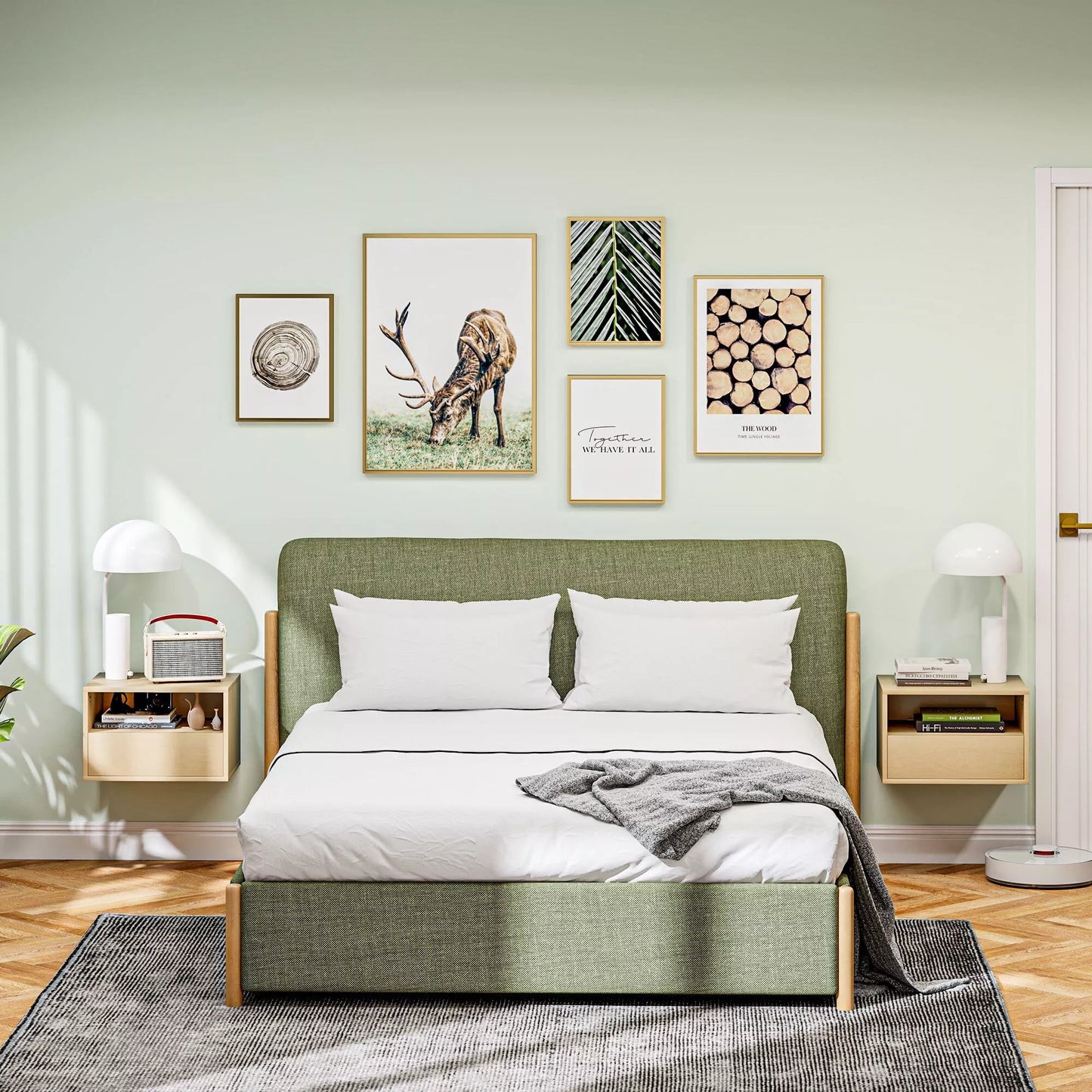 2 dalių naktinio staliuko rinkinys, naktinis staliukas, naktinė komoda, medžio drožlių plokštė, natūralus, 45 x 35 x 27,5 cm