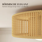 Lubinis šviestuvas Boho su kanapių virvės gaubtu, 30 cm, šviesiai rudas