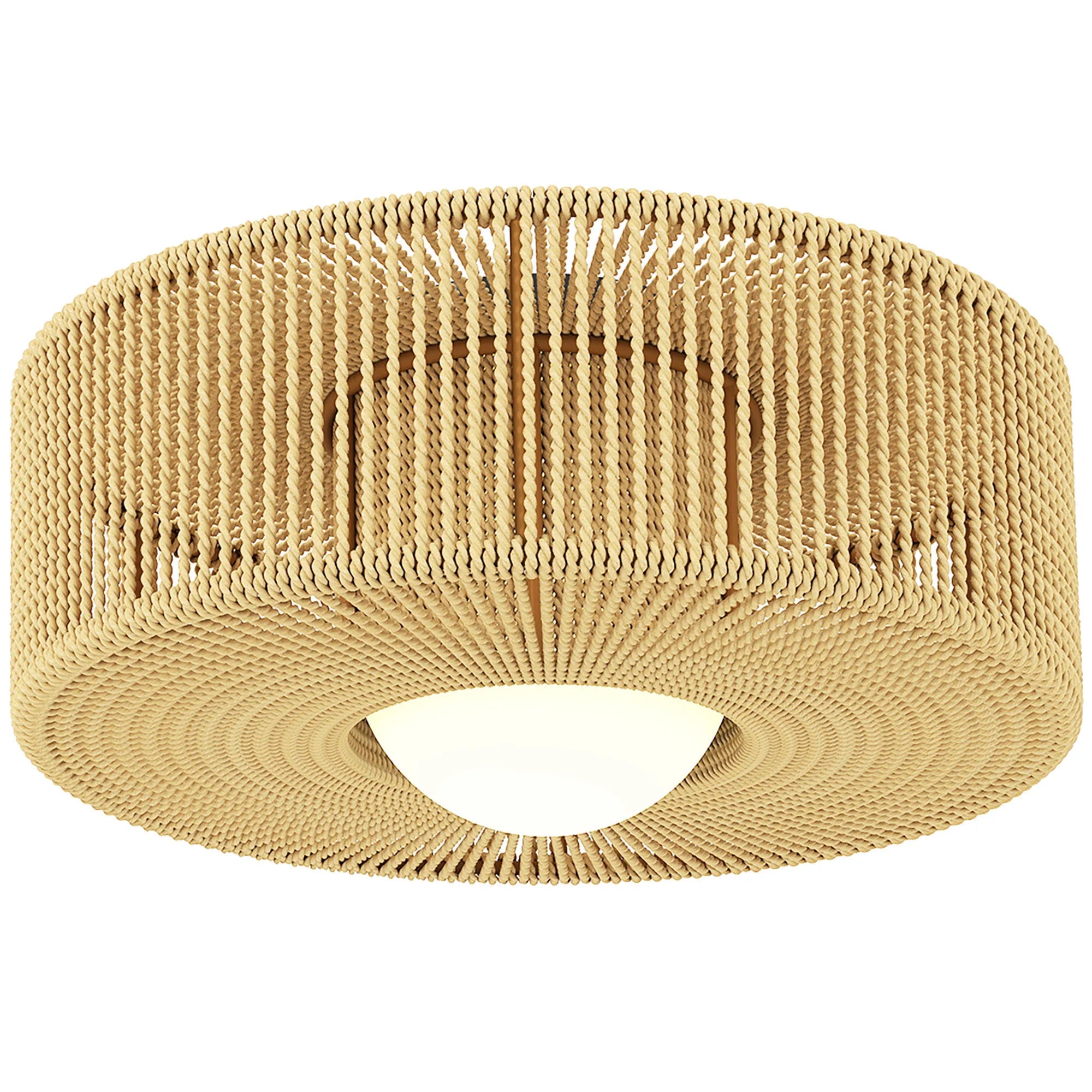 Lubinis šviestuvas Boho su kanapių virvės gaubtu, 30 cm, šviesiai rudas