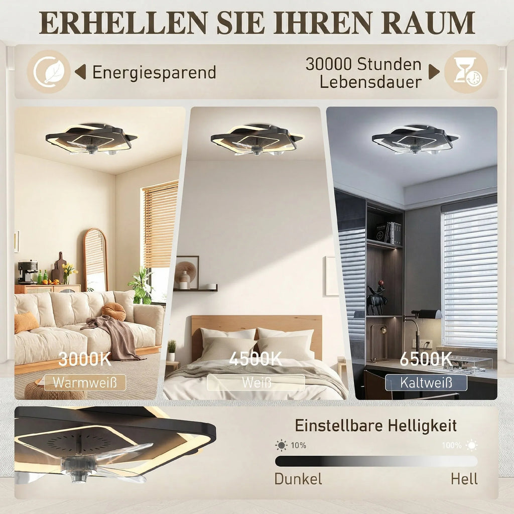 Lubinis ventiliatorius su LED apšvietimu, 6 greičiai, nuotolinio valdymo pultas