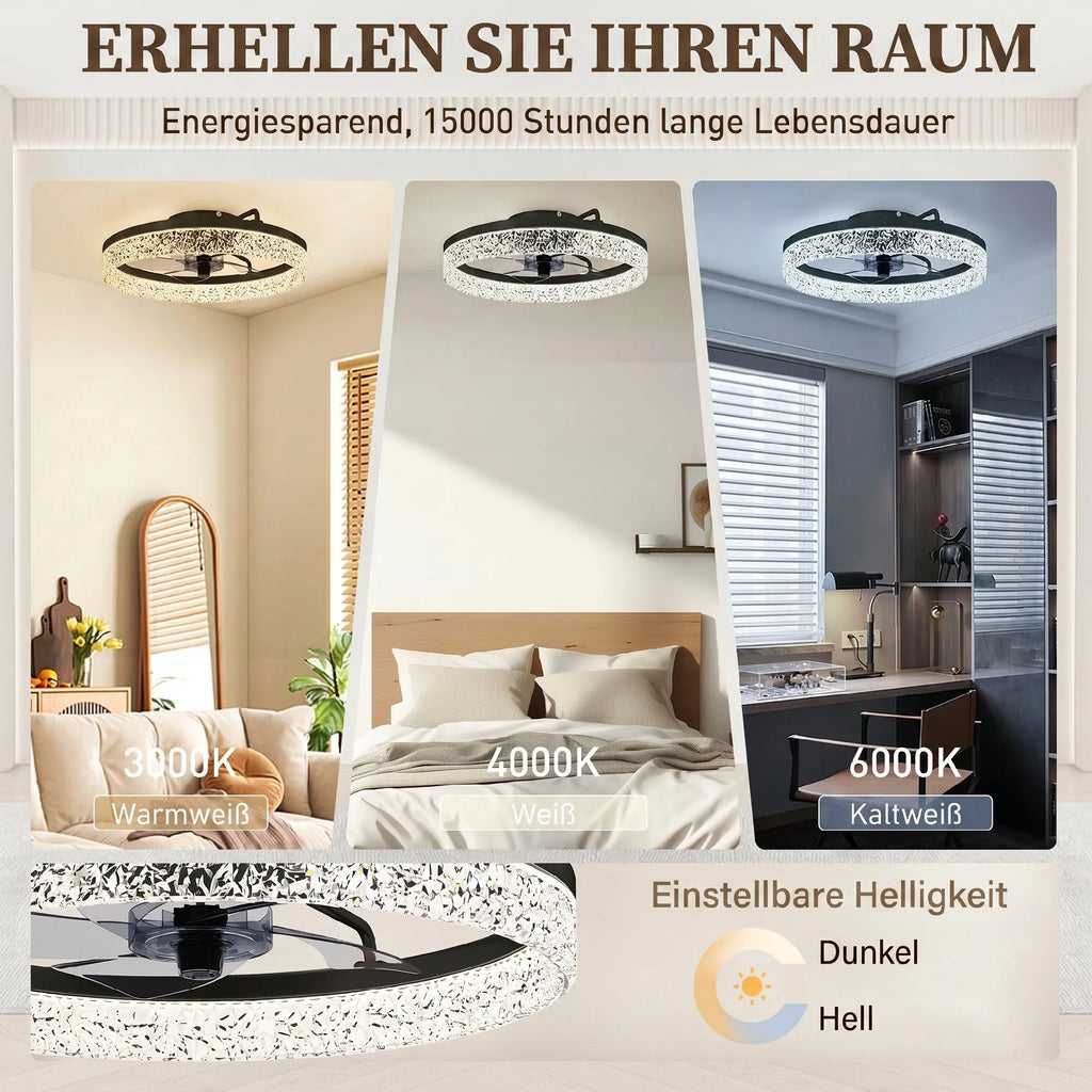 Lubinis ventiliatorius su LED apšvietimu, valdomas nuotoliniu būdu, 50 cm