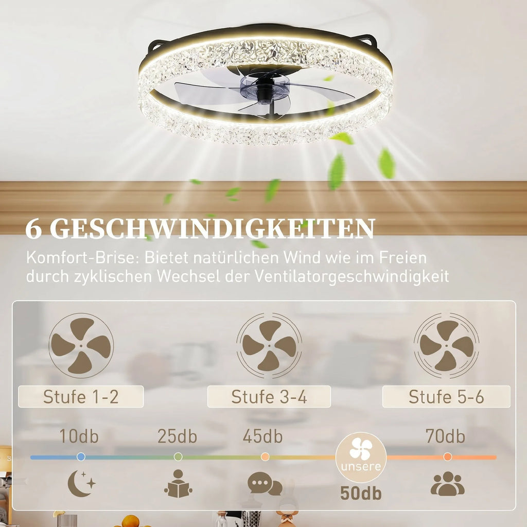 Lubinis ventiliatorius su LED apšvietimu, valdomas nuotoliniu būdu, 50 cm