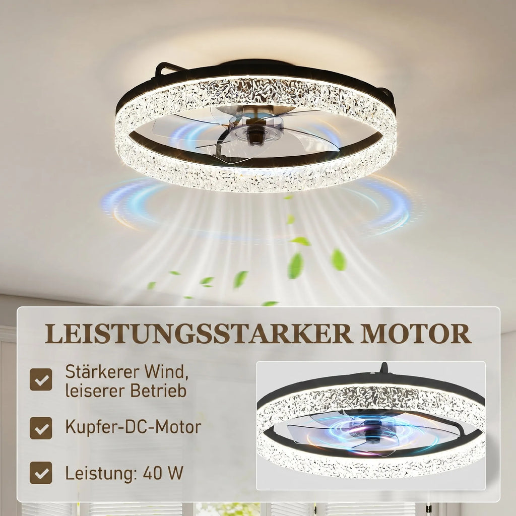 Lubinis ventiliatorius su LED apšvietimu, valdomas nuotoliniu būdu, 50 cm