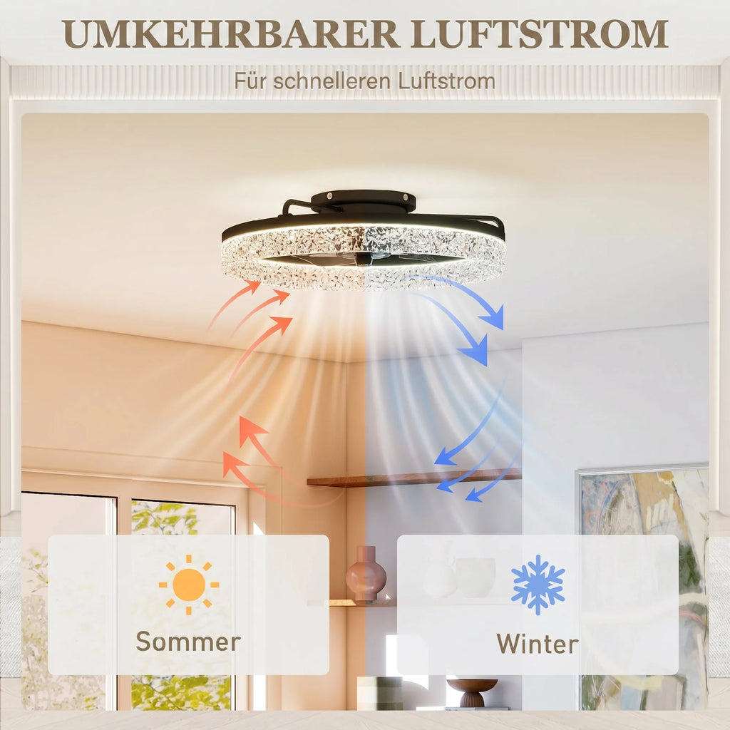 Lubinis ventiliatorius su LED apšvietimu, valdomas nuotoliniu būdu, 50 cm