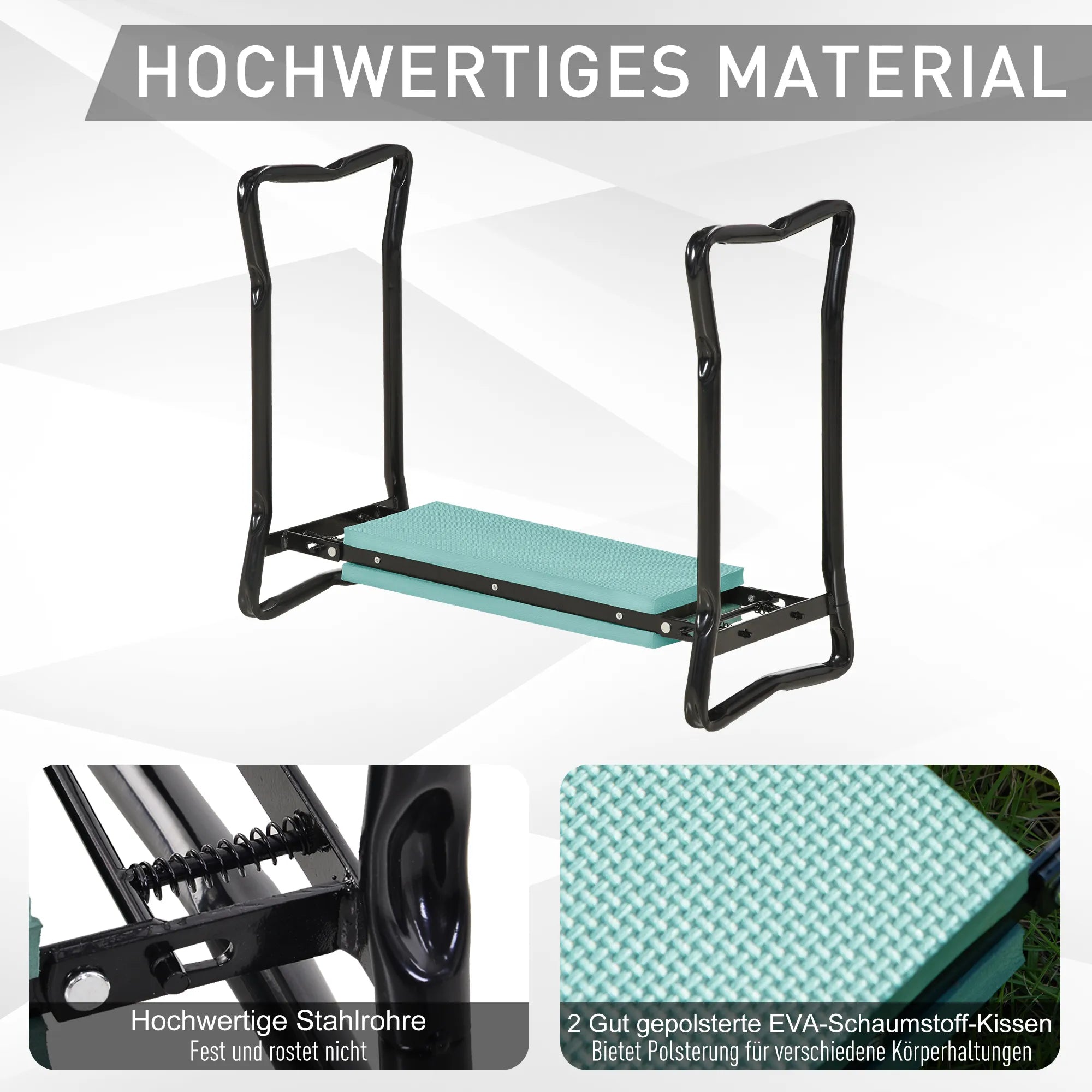 Sodininkystės kelių suolas Sulankstomas sodo taburetė Sodininkystės suolas Kelių pagalba iki 150 kg EVA putplastis Plienas Tamsiai žalia 58 x 28 x 49 cm