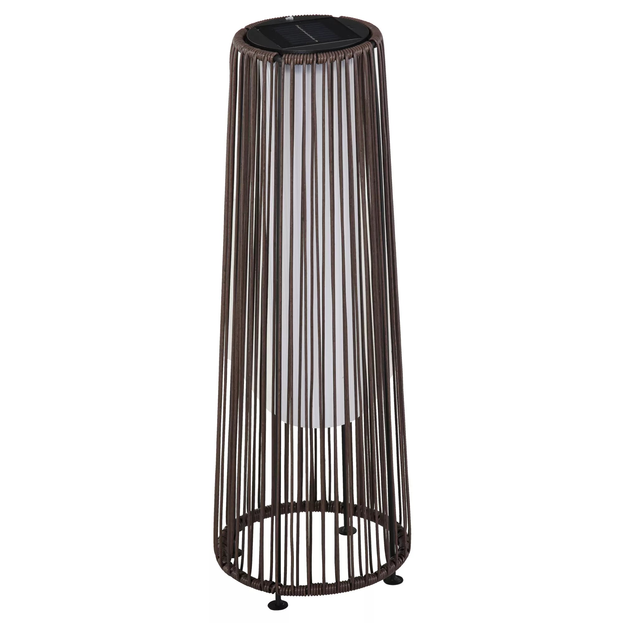 Sodo lempa, lauko lempa, maitinama saulės energija, veikia 8 valandas, automatinis režimas, rotango išvaizda, 21,5 x 21,5 x 61 cm