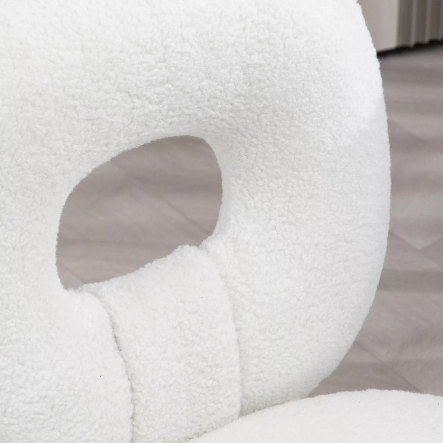 Biuro kėdė, reguliuojamo aukščio, Teddy tipo pliušas, 50 cm x 56 cm x 90 cm, balta