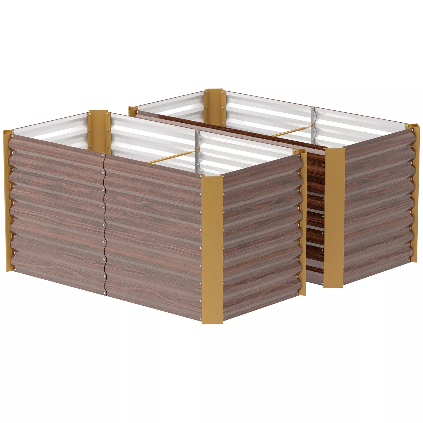 Aukštos lysvės, 2 vnt. rinkinys, gėlių dėžė, ypač gili, metalinė, 120 x 60 x 60 cm, ruda