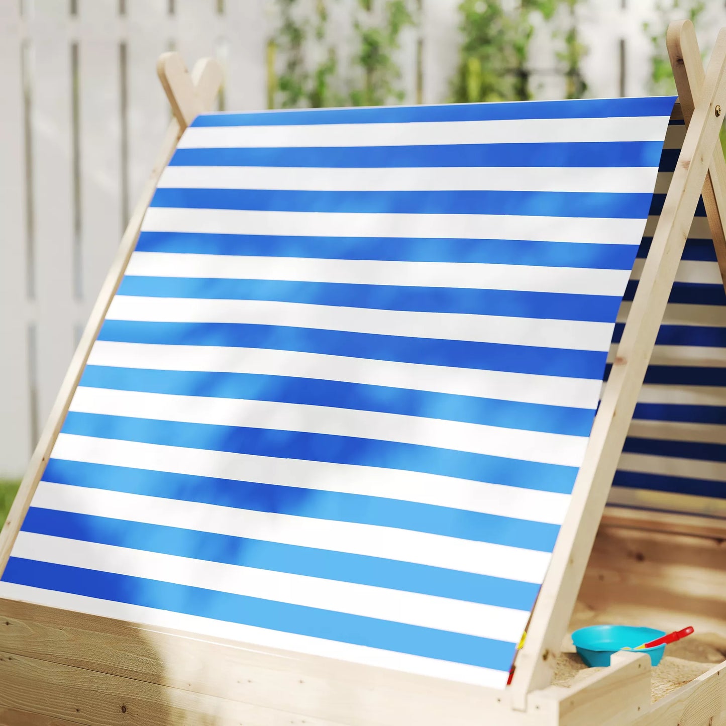 Smėlio dėžė vaikams su atspariu oro sąlygoms stogeliu, skirta 3 vaikams nuo 3 iki 6 metų, 120 x 120 x 126,5 cm