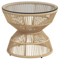 Lauko staliukas Sodo stalas Rotango staliukas, stiklo stalviršis, PE rotangas, 60 cm x 60 cm x 50 cm, natūralus