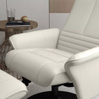 Sofa su atorama, televizijos kėdė su pakoja, besisukanti, ergonomiška, mikropluošto išvaizda, iki 150 kg, kreminės baltos spalvos