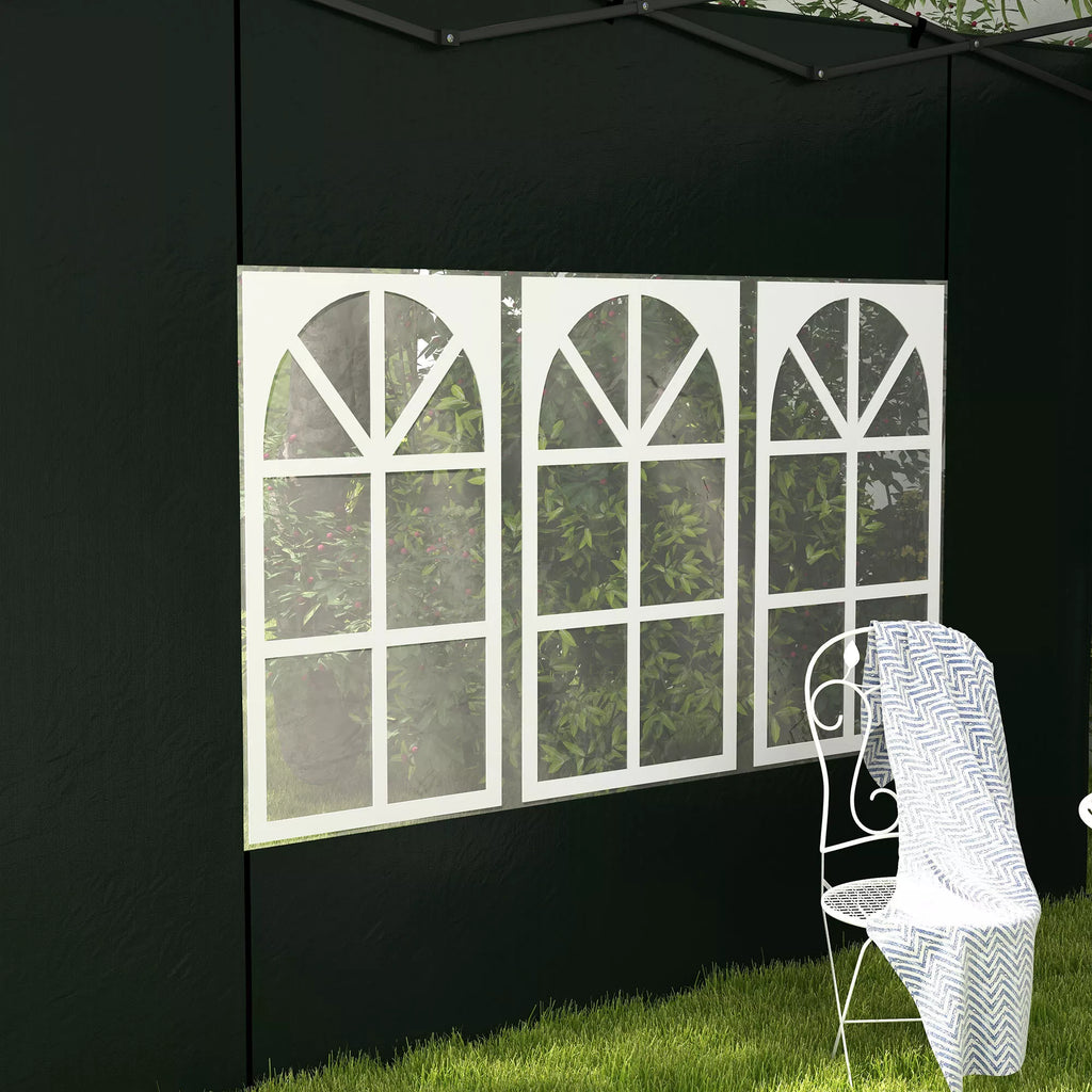 Paviljono šoninės sienelės (2 vienetų rinkinys) su langais, atsarginės dalys palapinėms, polietilenas (PE), 293x193 cm, tamsiai žalia