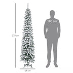 Dirbtinė eglutė, snieguota, siauro dizaino, 210 cm, žalia/balta