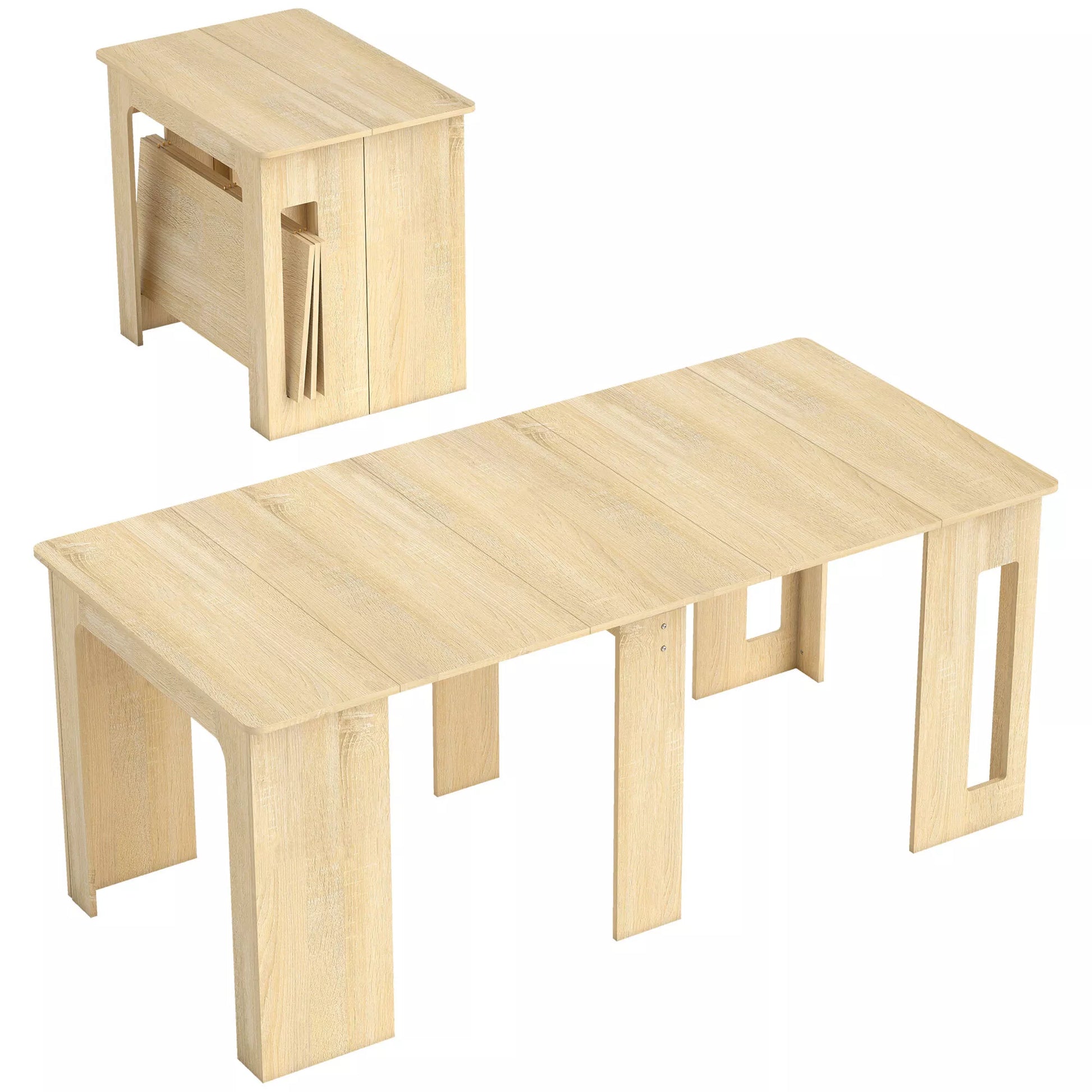 Valgomojo stalas, sulankstomas, prailginamas virtuvės stalas, medžio drožlių plokštės, 60–180 x 85 x 75 cm, natūralus