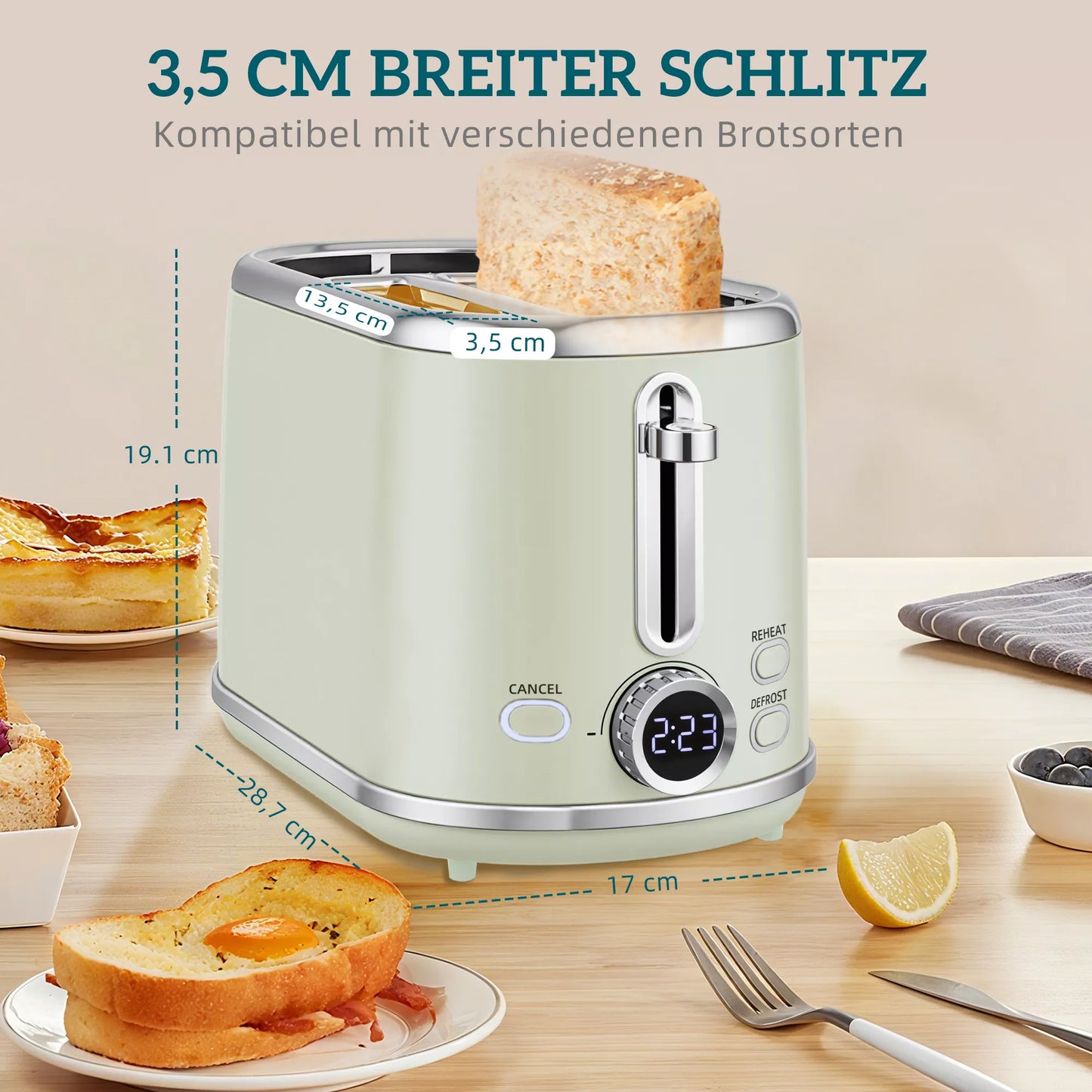 Virdulio ir skrudintuvų rinkinys, LED ekranas, 1,7 litro, 2200W, retro dizainas, atminties funkcija, pilka