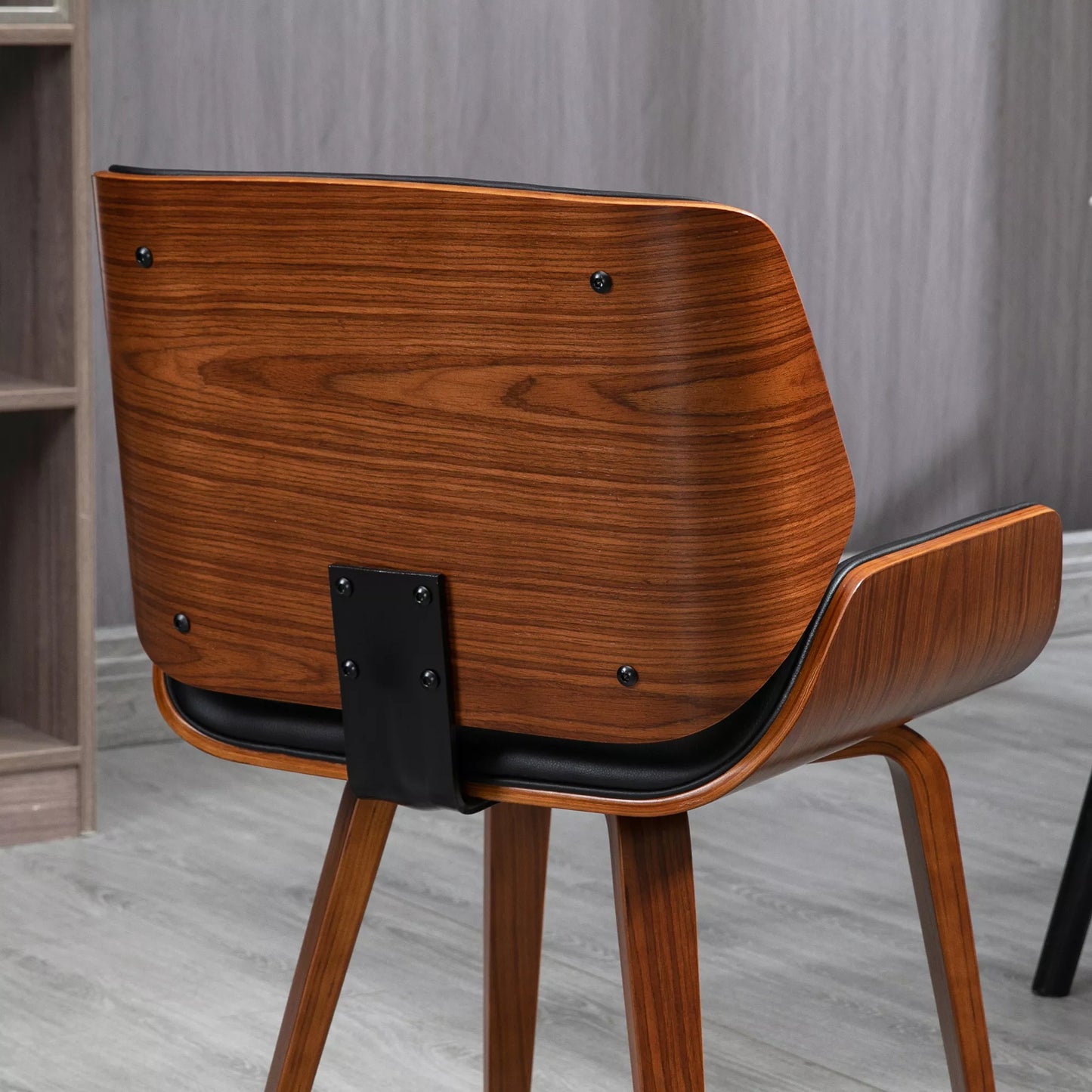 HOMCOM 2 vnt. komplektas Vintažinio stiliaus valgomojo kėdės, mediena, audinio apmušalas, putplastis, juodos