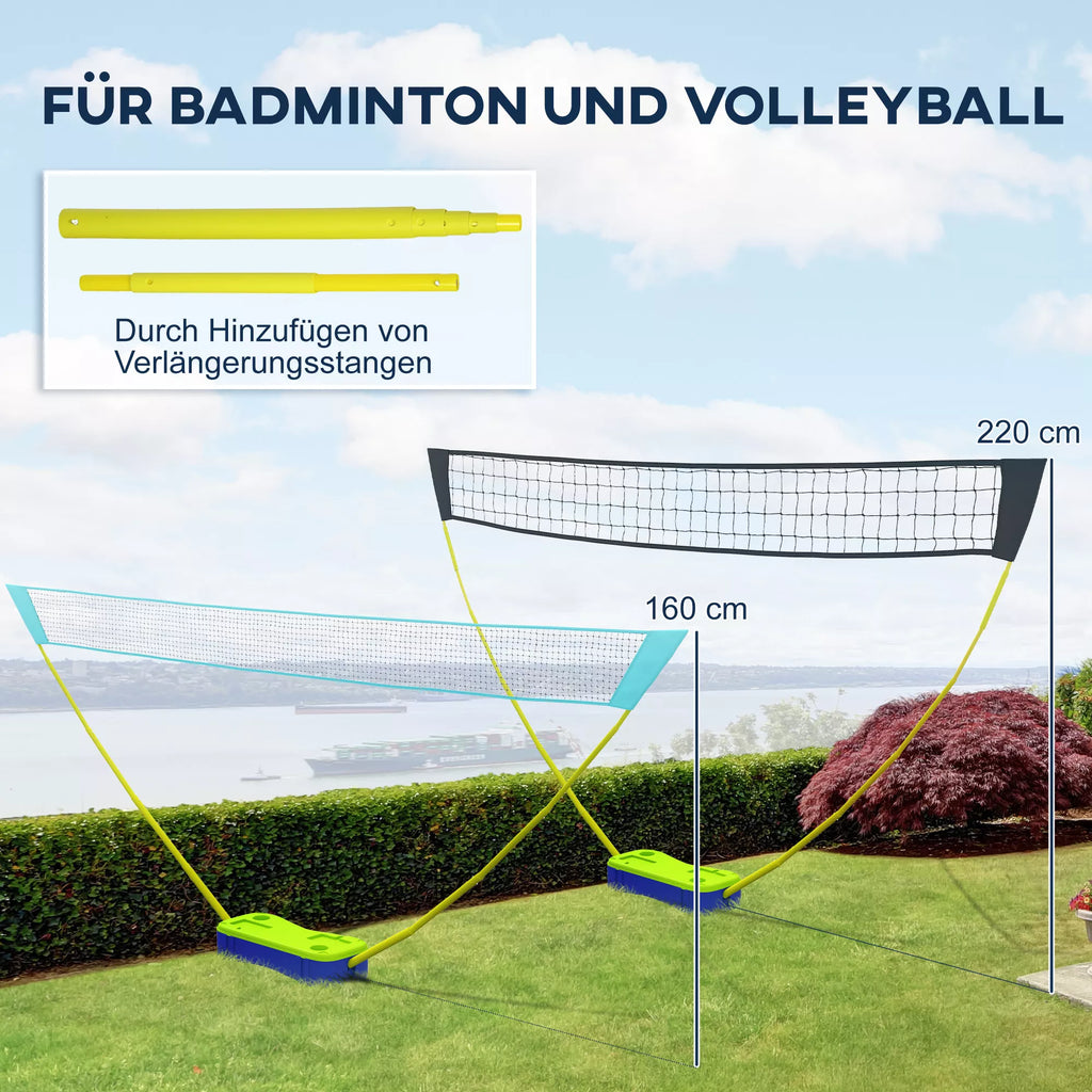 Badmintono ir tinklinio tinklo rinkinys, 400 cm, mėlynas/žalias