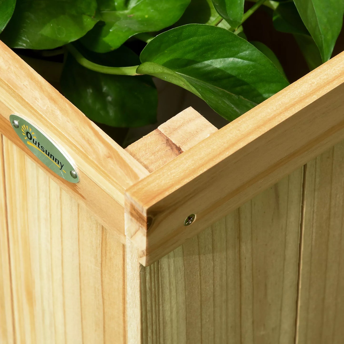 Paravanas, sodo pertvara, tris kartus sulankstomas, 4 gėlių dėžės, masyvi mediena, natūrali spalva, 133 x 62 x 165 cm