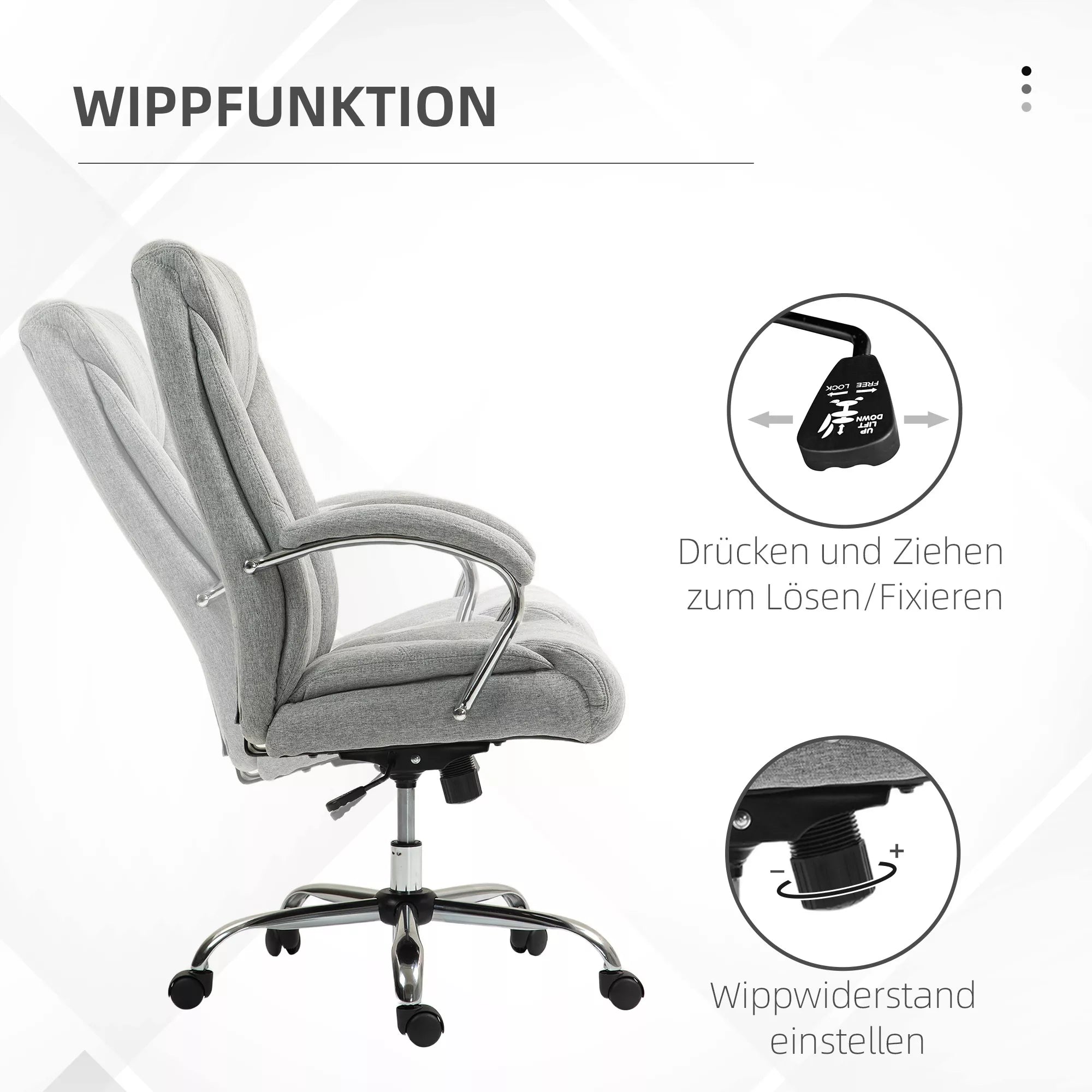 Ergonomiška pilka biuro kėdė su aukštu atlošu, kvėpuojančiu apmušalu ir reguliuojamu aukščiu