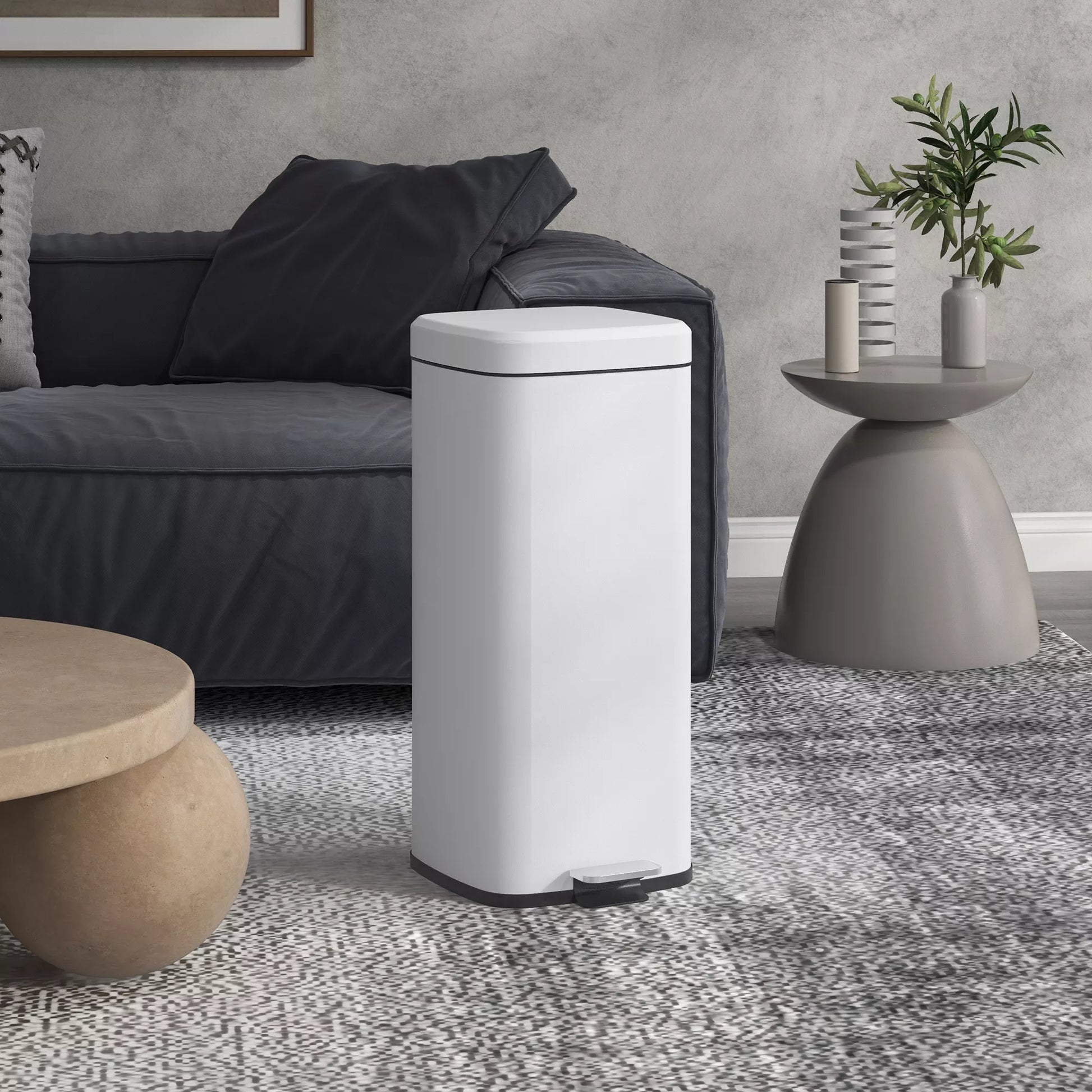 Šiukšliadėžė 30L su pedalu, lėto užsidarymo funkcija (Soft-Close), balta