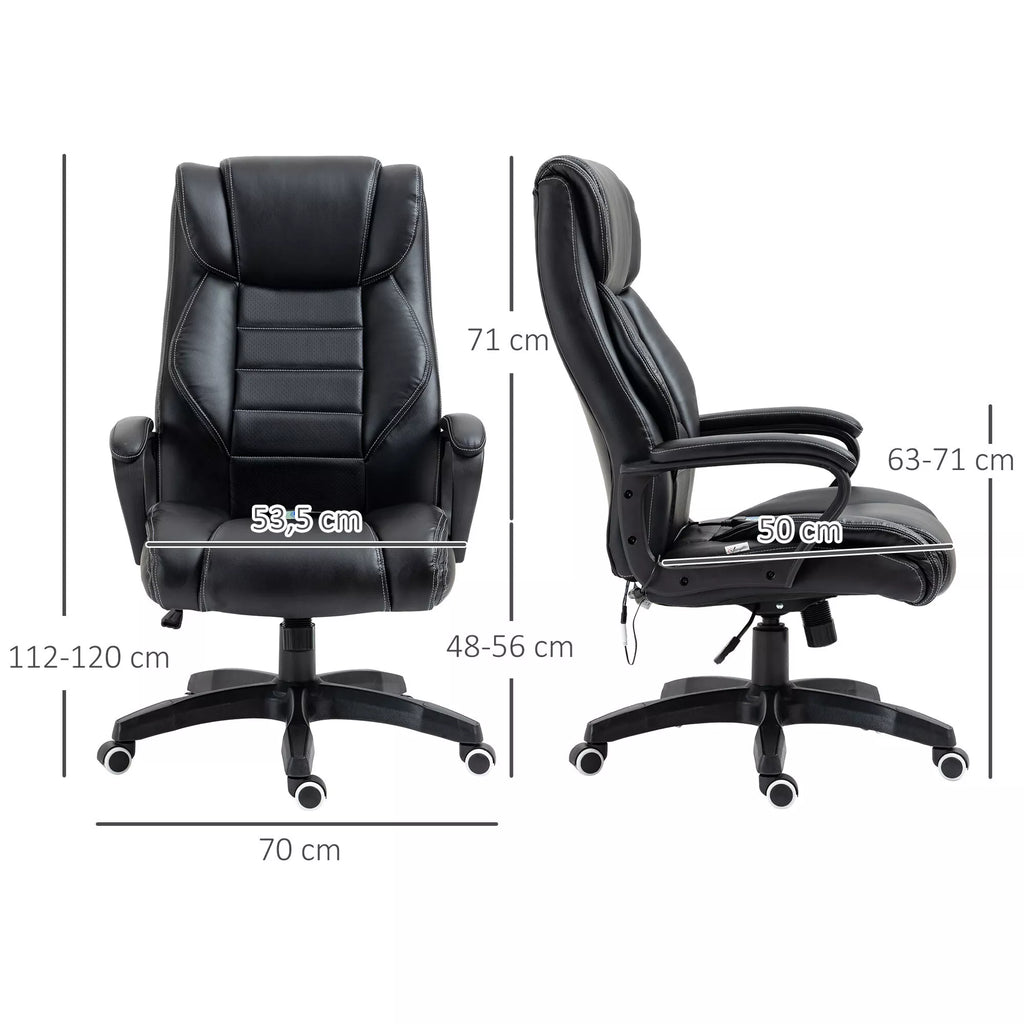 Biuro kėdė su masažu, aukščio reguliavimo pirmininko kėdė, ergonomiška biuro kėdė, žaidimų kėdė, kompiuterio kėdė, 6 vibracijos taškai, lininės išvaizdos reguliuojama juoda 66 x 78 x 112–120 cm