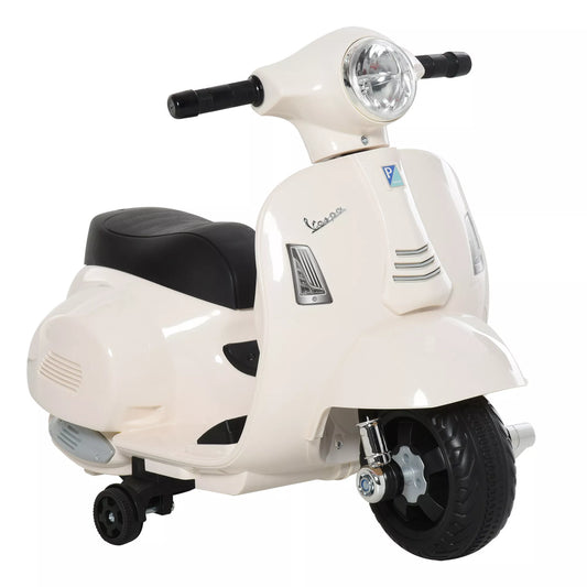 Elektrinis vaikiškas motoroleris Vespa su LED apšvietimu, garsu, vaikams nuo 18-36 mėn., baltas