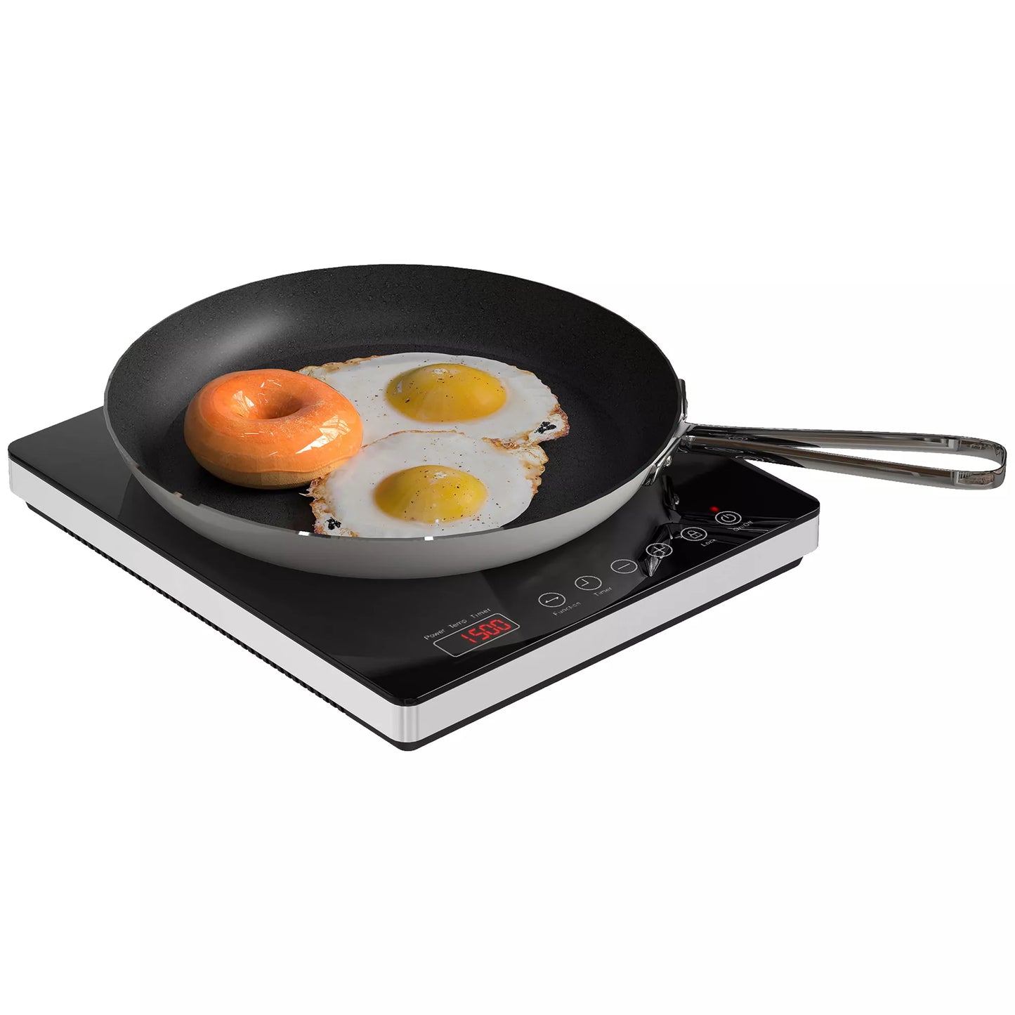 Indukcinė kaitlentė su 10 pakopų temperatūros valdymu, lietimui jautriu skydeliu, juoda