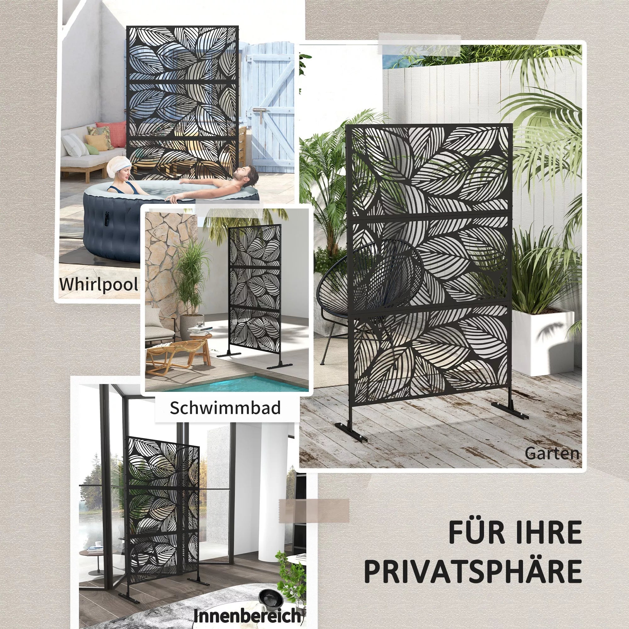Apsauga nuo žvilgsnių Apsauga nuo žvilgsnių Sodas Sodo atskyrimas, gėlių raštai, metalas, 122 x 45 x 198 cm, juoda